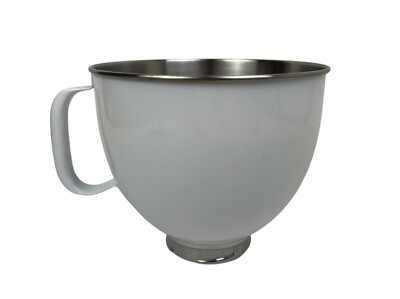 KitchenAid KSM5SSBWH 5-Qt White Colorfast Finish Stainless Steel Bowl Rare