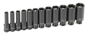 Grey Pneumatic 9712Mdg 1/4'' Drive 12 Piece Deep Metric Magnetic Impact Set