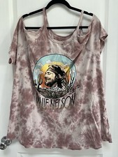 Torrid Plus Zion Rootswear Willie Nelson Cold Shoulder Pink Tie Dye Shirt Size 3
