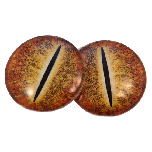 Pair Orange Dinosaur Glass Eyes Jewelry Dolls Taxidermy Flatback Cabochons - product listing photo