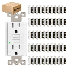 15A/125V GFCI Outlet Ground Fault Circuit Interrupter TR WR LED Indicator 50Pack
