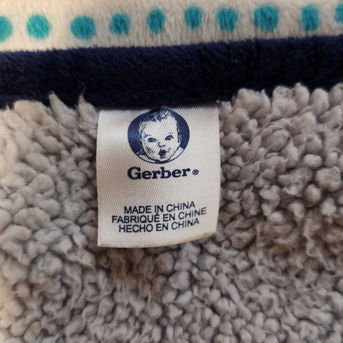 Gerber Baby Blanket Blue Gray Whale Hello Little One Sherpa Nautical Nursery Boy - Picture 4 of 5