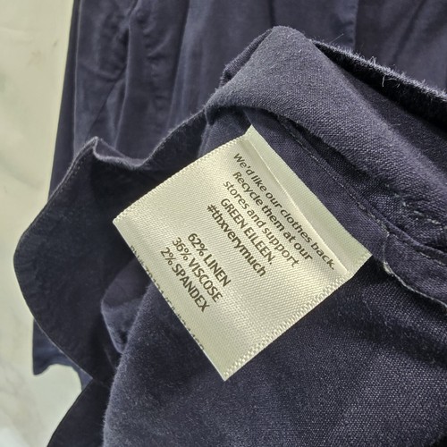Eileen Fisher Jacket Womens Large P Navy Blue Organic Linen Zip Moto Blazer - Picture 11 of 13