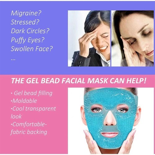 Cooling Sleep Mask Ice Gel Face Mask Gel Beads Eye Mask Face Skin Care Unisex - Picture 3 of 23