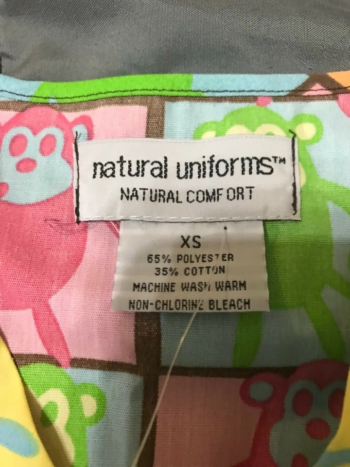 NWOT Funky Monkey Animal Print (Multi-Colored Monkeys) Scrubs V Neck (XS) - Image 4 of 4