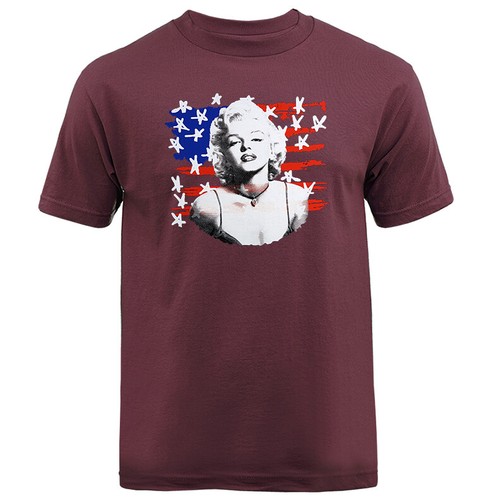 T-shirt maglietta Marilyn Monroe Front of US Flag - Foto 4 di 16