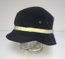 Cord Hut Fischerhut Bucket Hat Vintage 90's 90er Britpop schwarz-beige Gr. L/58