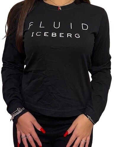 MAGLIA FLUID ICEBERG LONG SLEEVE BLACK MANICHE LUNGHE NERA SLIM FIT DONNA (S) - Foto 5 di 5