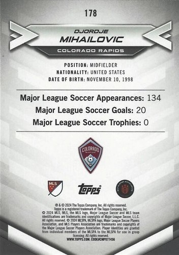 2024 Topps Major League Soccer Super Stars Yellow Common Cards (171 - 180) - MLS - Photo 16/40