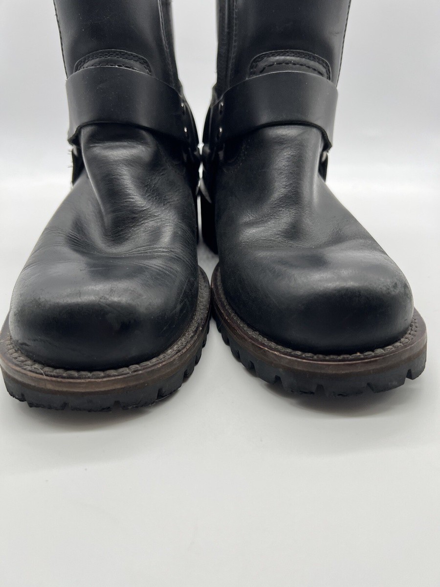 GBX Dorado Moto Black Leather Ankle Biker Harness Boots~size 7D