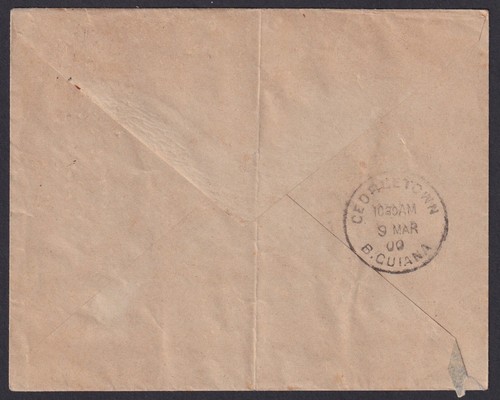 BRITISH GUIANA: (19368) T.P.O. RAILWAY E.C CANCEL/PSE COVER 1900 - Picture 2 of 2