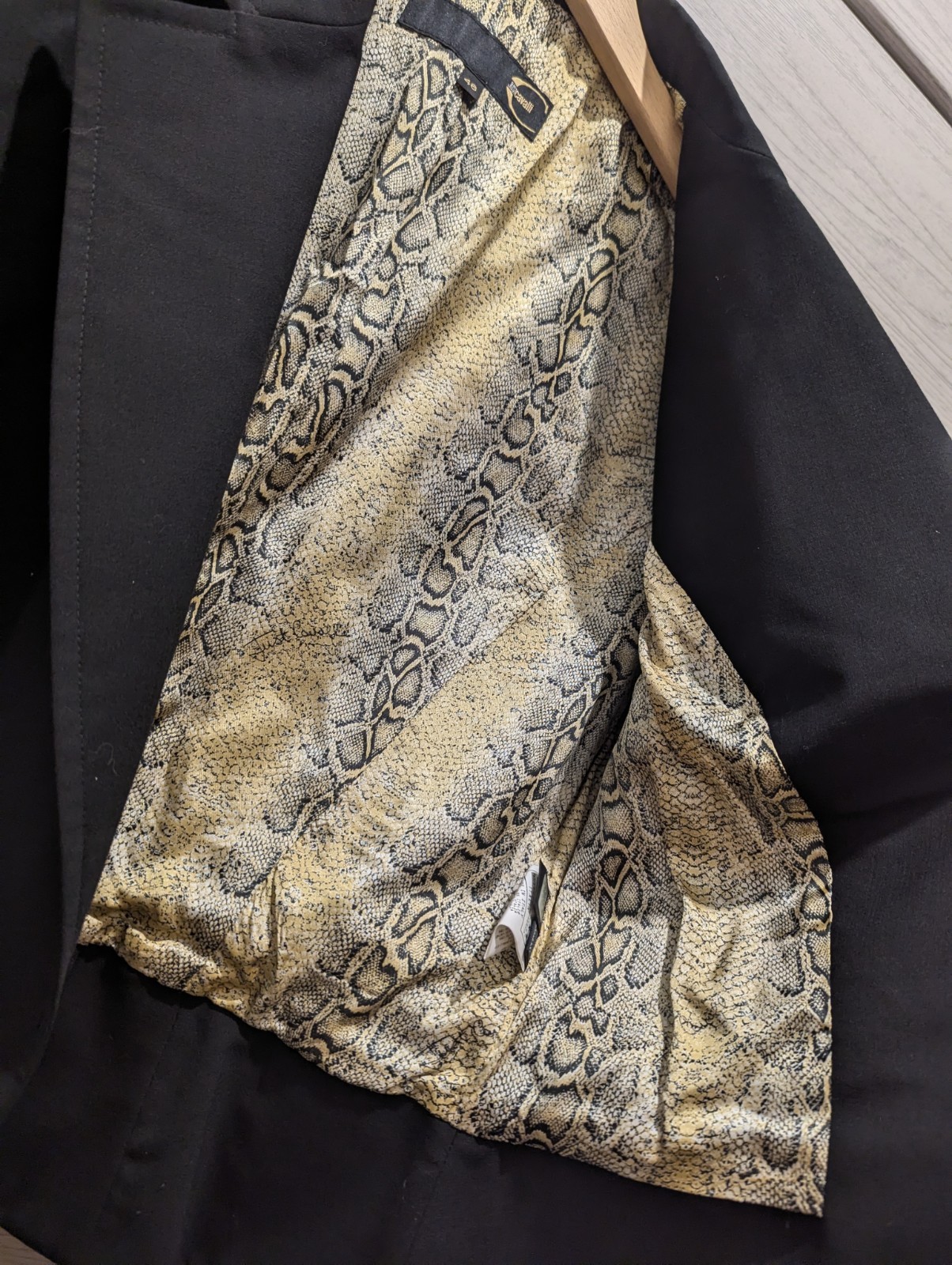 Just Cavalli Black Blazer Wool IT 46 Python Print… - image 5