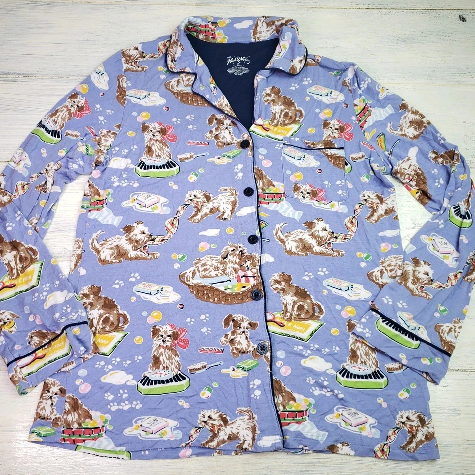 Nick & Nora 2 piezas Pijama Mujer Cachorro Perros Baño Hora Burbujas Talla Mediana Foto 4 de 4