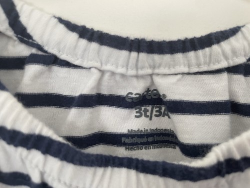 Carter's Toddler Girls Strawberry Applique Striped Flutter Sleeve Shirt Navy 3T - Bild 2 von 6