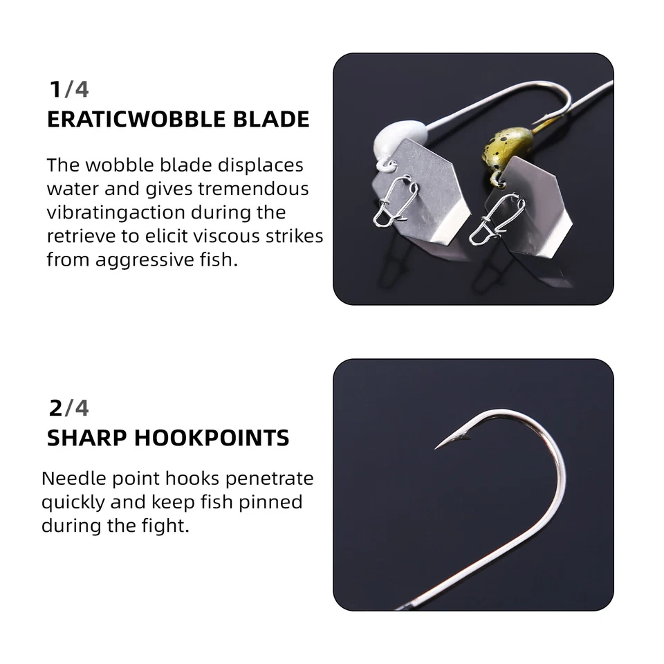 5 pezzi gancio da pesca testa di maschera di piombo lama crappie chiacchiere spinner ami bassi esche - Immagine 3 di 4