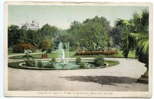 Vintage 1920's White Border Postcard Venus at Bath, Public Garden, Boston, MA
