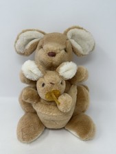 Russ Berrie 10" Stuffed Plush Mama N' Baby Kangaroo Animal Toy VTG Korea