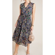 EUC Anthropologie Elmira Ruffled Midi Dress  SIZE 4