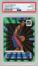2022 DONRUSS RC JADEN IVEY GREEN HOLO LASER #5 PISTONS PURDUE PSA 10 GEM MINT