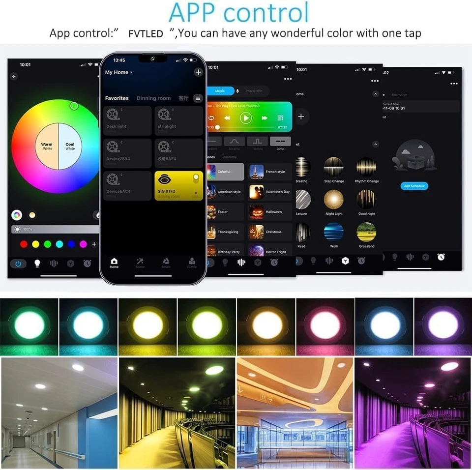 20X LED Einbaustrahler 9W Bluetooth RGB+WW+CW Einbauleuchten Decken Spot Dimmbar - Bild 3 von 4