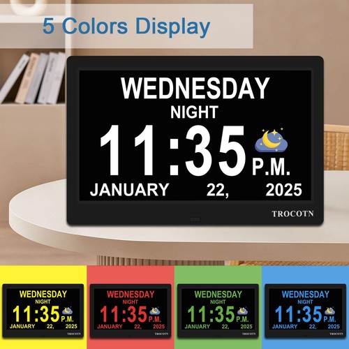 Dementia Clocks, Large Display Calendar Alarm Clock with Auto DST for Seniors... - Picture 4 of 8