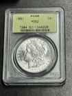 1891 Morgan Silver Dollar PCGS MS62 OGH Old Green Holder Gem BU Coin (3679)