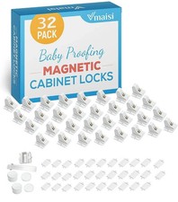 32 Pack Magnetic Cabinet Locks Baby Proofing - Vmaisi Children Proof Cupboard