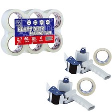 PERFECTAPE Heavy Duty Packing Tape 8 Rolls Tape Gun 2 Pcs, Total 480Y, Clea...