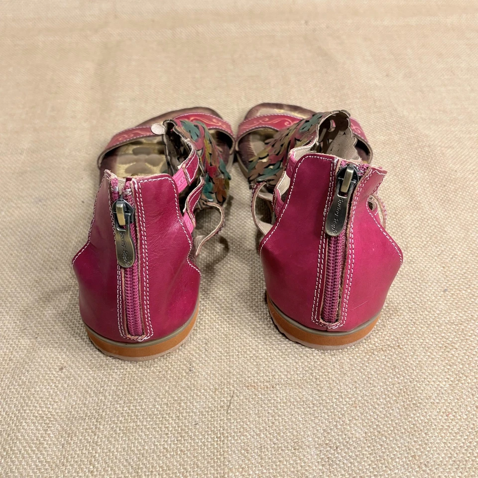 L'Artiste Maribel Sandals Womens 9.5 EU 41 Fuchsia Pink Floral Zip Back Shoes - Image 4 of 4