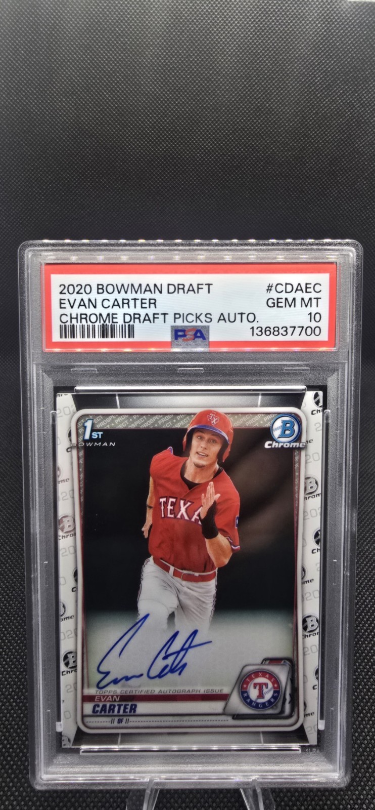 2020 Bowman Draft Chrome Draft Picks Auto Evan Carter 1st #CDA-EC PSA 10 🔥