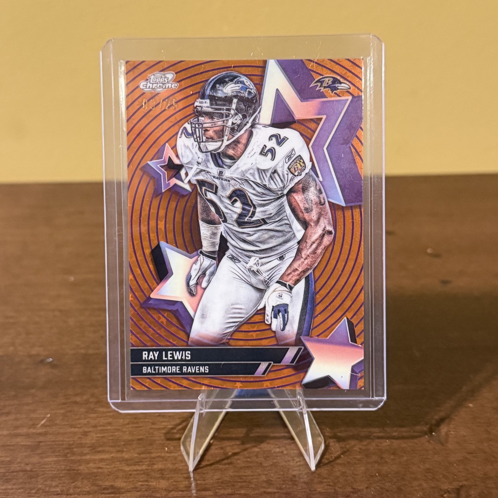 RAY LEWIS 2025 TOPPS COSMIC CHROME STARFRACTOR ORANGE /25 #SF-91 RAVENS