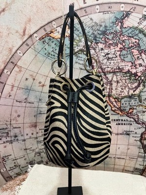 Mini Tasche MINI BAG Eimer Echtleder Damen Mädchen Animalier Zebra