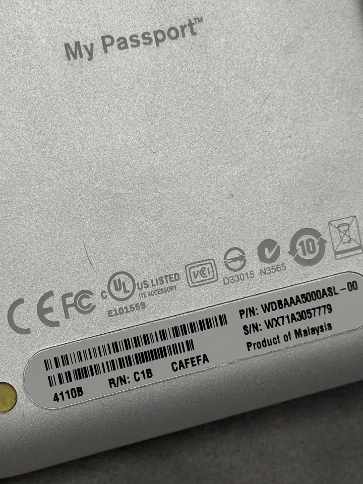 Western Digital My Passport 500GB USB 2.0 External Hard Drive w/ Case Untested - Image 4 of 4