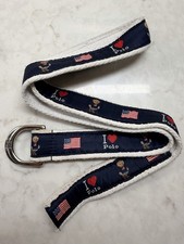 Polo Ralph Lauren Toddler Belt w/ Polo Bear I Love Polo American Flag VGUC