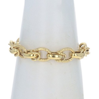 Ausgefallene Gelbgold-Gliederkette Armband 8'' - 14k Italien