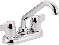 Moen 74998 Dual Handle Low Arc Laundry Sink Faucet, 4" Mount, 2 Hole in Chrome