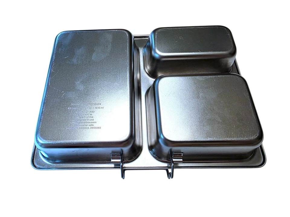 Lancheira PlanetBox lançamento aço inoxidável 3 compartimentos profundo Bento - Imagem 3 de 4