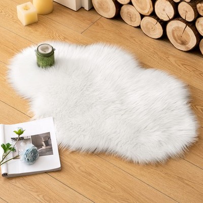 Fluffy Rug Soft Shaggy Faux Fur Area Rug Luxury Plush Cloud Shape Carpet for ...