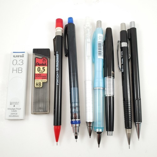 Lot of 7 Mechanical Pencils With Lead Pentel Zebra Pilot Uni .3 .5. 7