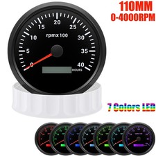 110MM Black Tachometer 0-4000RPM With Hourmeter Gauge for Boat Car Waterproof