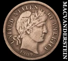 1907-D Barber Dime - Scarce  Very Fine++  Better Date  No Reserve  #J9733