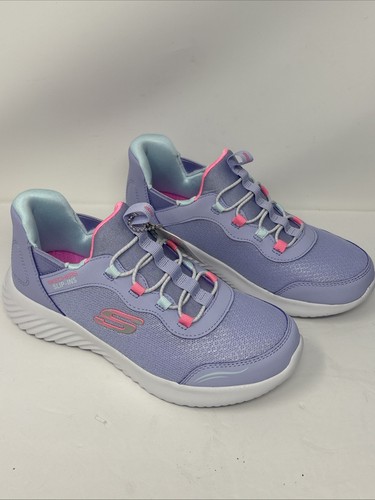 SKECHERS Girls Size 2 Lavender Bounder Simple Cute Hands Free Slip-ins NEW - Picture 3 of 7