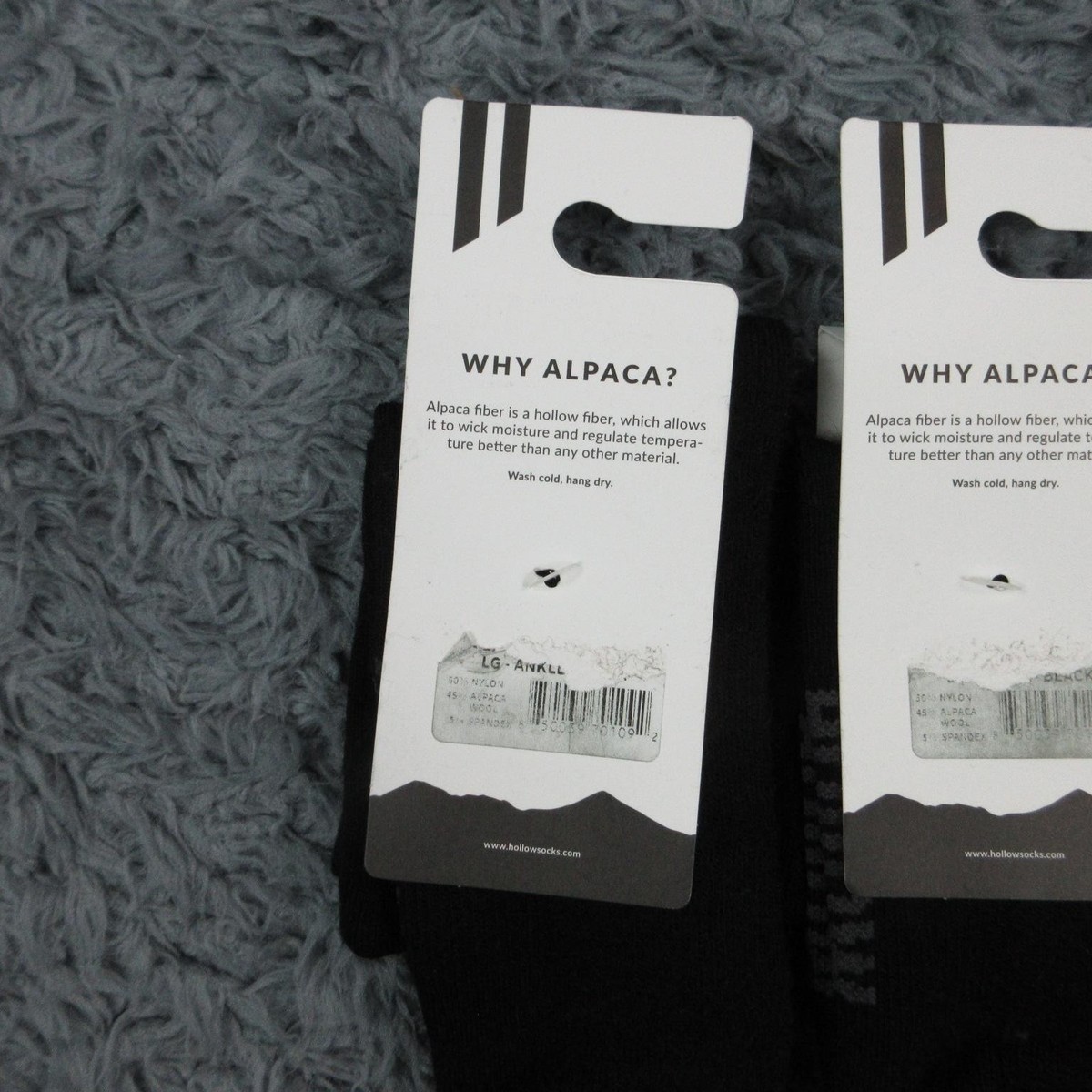 Hollow Socks Mens L Black Low Cut Alpaca Nylon Spandex Moisture
