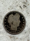 1898 Philadelphia Mint .900 Fine Silver Barber Quarter Dollar 25 Cent Coin