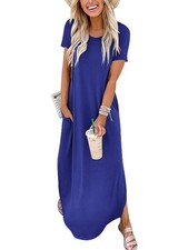 ANRABESS Womens Summer Maxi Dress Short Sleeve Casual Loose Long T Shirt Dres...