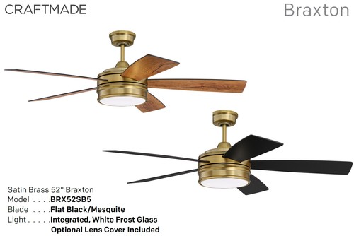 Craftmade BRX52 Braxton 52" 5 Blade Indoor Ceiling Fan - Blades - Brass - Picture 11 of 12