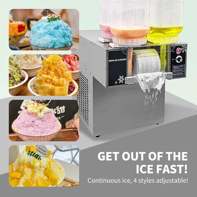 4 Barrels Snowflake Ice Machine Snow Cone Maker Air Cooling System 120KG/Day