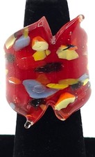 Vibrant Handmade Murano-Style Glass Ring   Bold  Unique Statement Jewelry