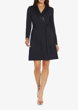 NEW ADRIANNA PAPELL MIDNIGHT SEQUIN COLLAR TUXEDO DRESS SZ 16