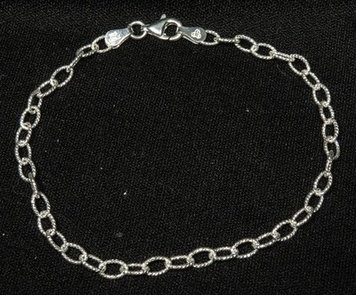 Cable Link Chain Bracelet 8'' Long Sterling Silver Tag 925 IBB Italy
